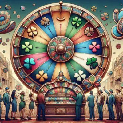 Colorful spinning Wheel of Fortune slot game interface